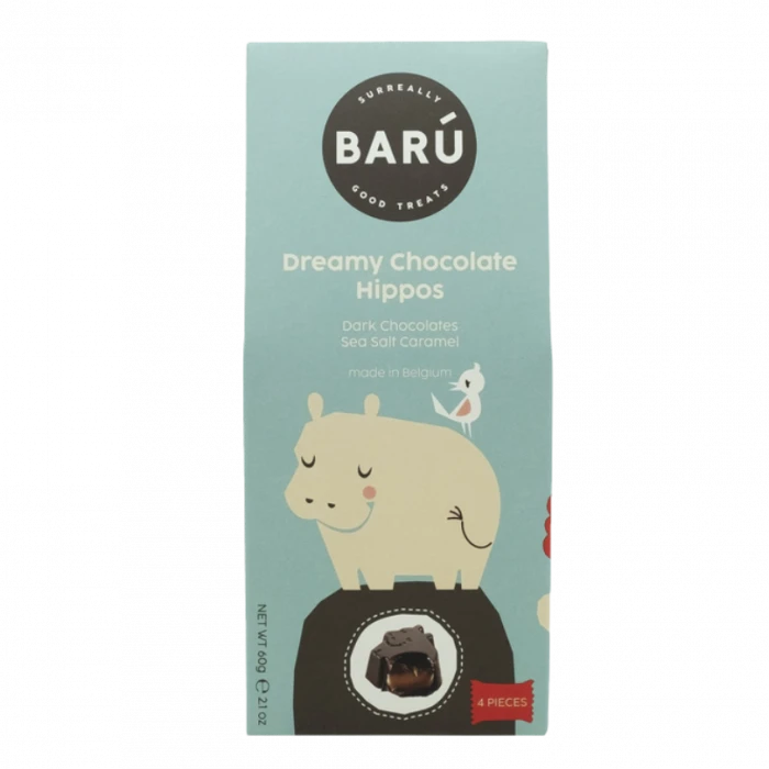 Barú Dreamy Hippos Donkere Chocolade Zeezout Karamel 4 Stuks 1 Barú Dreamy Hippos Donkere Chocolade Zeezout Karamel 4 Stuks