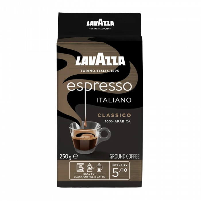 Lavazza Espresso Italiano Black Pack Gemalen Koffie 250 G. 1 Lavazza Espresso Italiano Black Pack Gemalen Koffie 250 G.